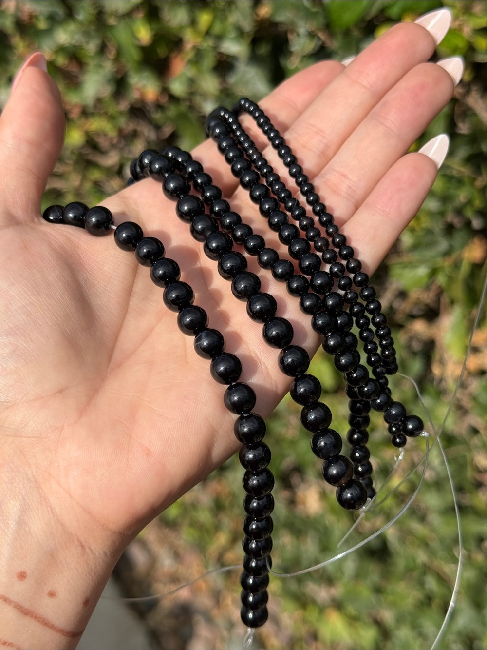 Bulk Lot of 3 Black Obsidian Bead Strands 8mm 6mm 4mm